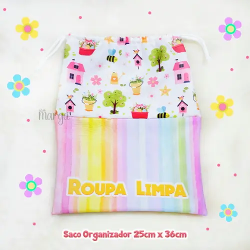 Kit 2 Sacos Organizadores Jardim - Roupa Limpa e Suja