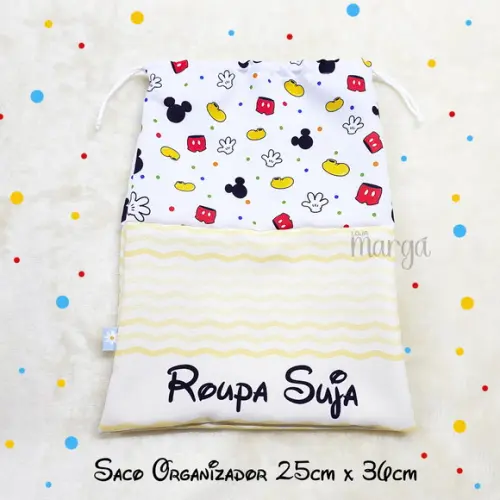 Kit 2 Sacos Organizadores Mickey - Roupa Limpa e Suja