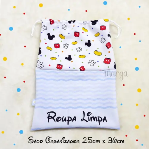 Kit 2 Sacos Organizadores Mickey - Roupa Limpa e Suja