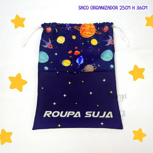 Kit 2 Sacos Organizadores Planetas - Roupa Limpa e Suja