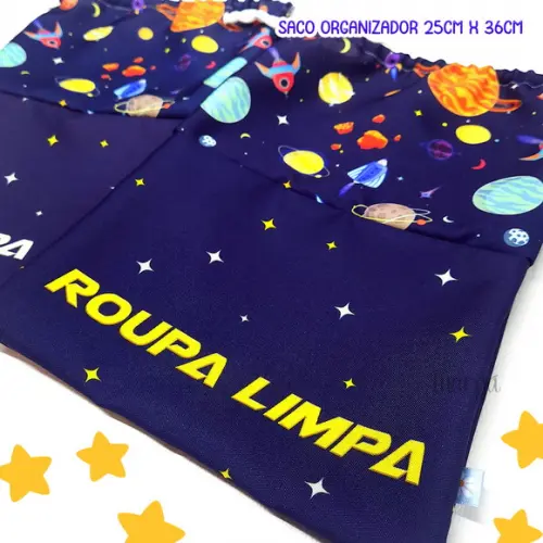 Kit 2 Sacos Organizadores Planetas - Roupa Limpa e Suja