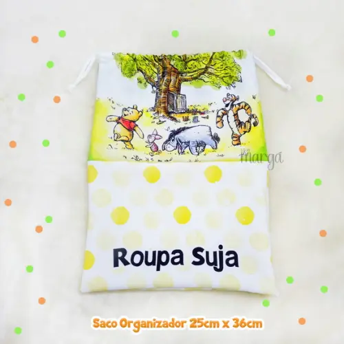 Kit 2 Sacos Organizadores Pooh - Roupa Limpa e Suja