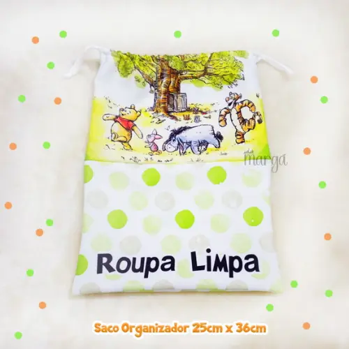 Kit 2 Sacos Organizadores Pooh - Roupa Limpa e Suja