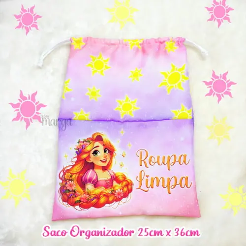 Kit 2 Sacos Organizadores Rapunzel - Roupa Limpa e Suja