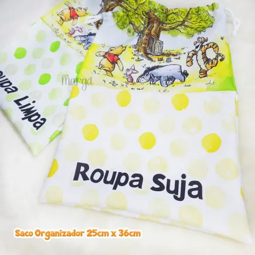 Kit 2 Sacos Organizadores Pooh - Roupa Limpa e Suja