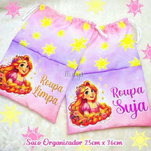 Kit 2 Sacos Organizadores Rapunzel - Roupa Limpa e Suja