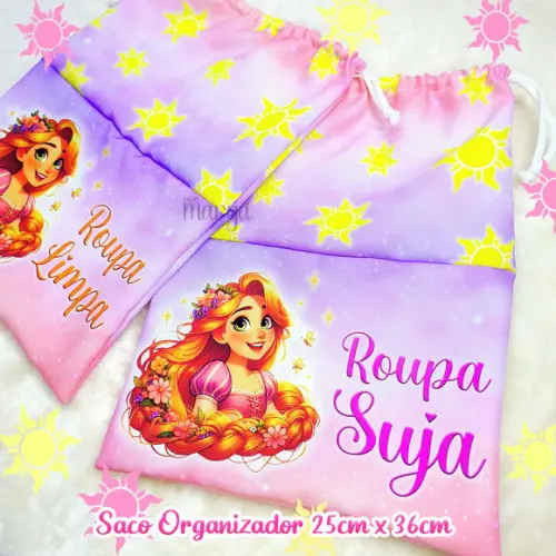 Kit 2 Sacos Organizadores Rapunzel - Roupa Limpa e Suja