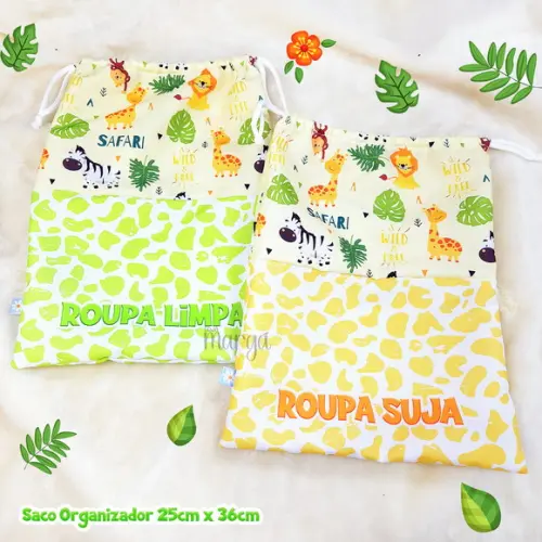 Kit 2 Sacos Organizadores Safari - Roupa Limpa e Suja