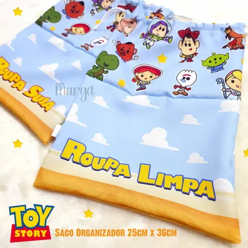 Kit 2 Sacos Organizadores Toy Story - Roupa Limpa e Suja