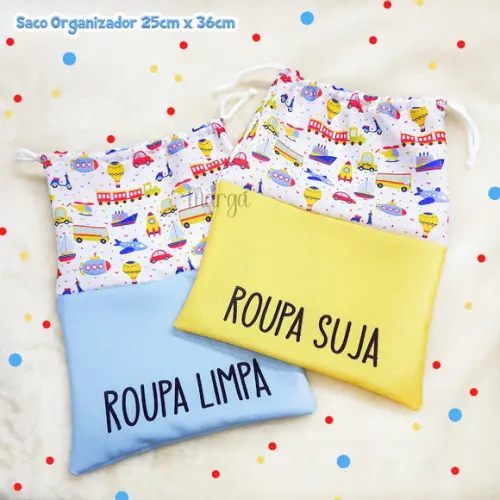 Kit 2 Sacos Organizadores Transportes - Roupa Limpa e Suja