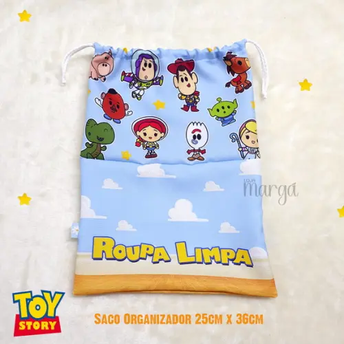 Kit 2 Sacos Organizadores Toy Story - Roupa Limpa e Suja