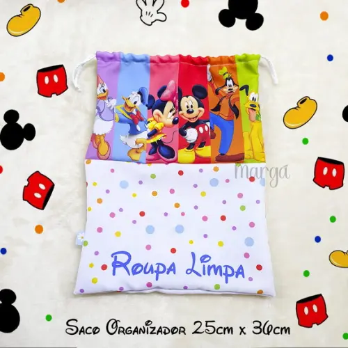 Kit 2 Sacos Organizadores Turma do Mickey - Roupa Limpa Suja
