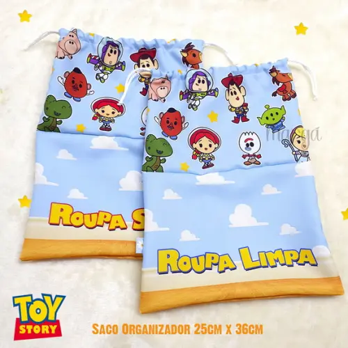 Kit 2 Sacos Organizadores Toy Story - Roupa Limpa e Suja