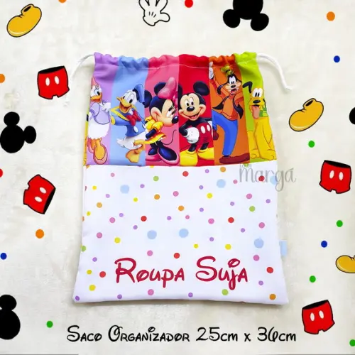 Kit 2 Sacos Organizadores Turma do Mickey - Roupa Limpa Suja