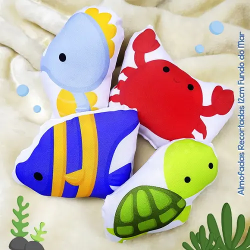 Mini Almofadas Recortadas 12cm Fundo do Mar