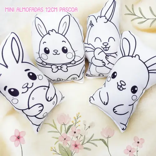 Mini Almofadas Recortadas 12cm Páscoa para Colorir