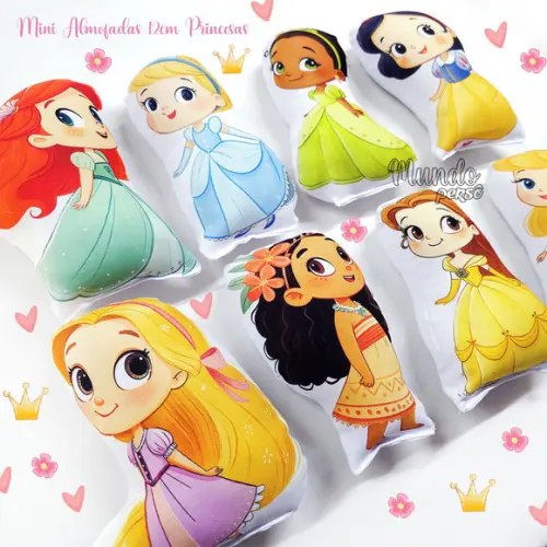 Mini Almofadas Recortadas 12cm Princesas Cute