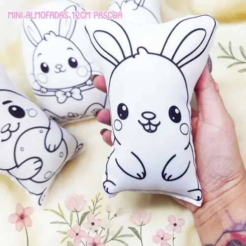 Mini Almofadas Recortadas 12cm Páscoa para Colorir
