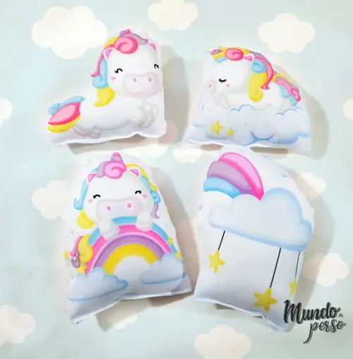 Mini Almofadas Recortadas 12cm Unicórnio