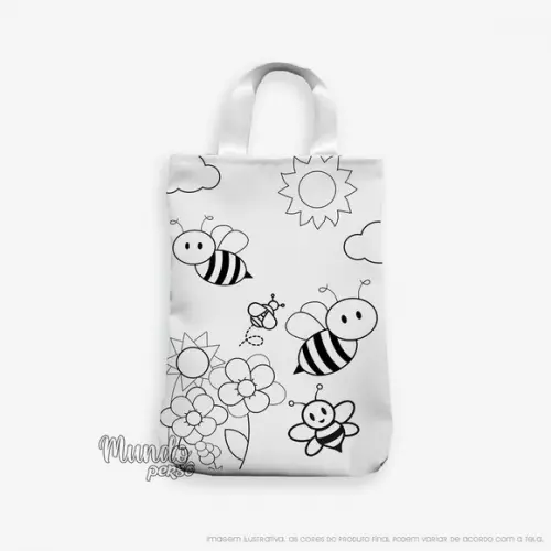 Sacola com Alça 18cm x 25cm Abelhinha para Colorir