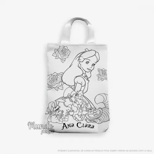 Sacola com Alça 18cm x 25cm Alice para Colorir