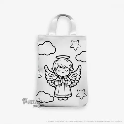 Sacola com Alça 18cm x 25cm Anjinho para Colorir