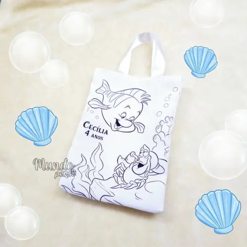 Sacola com Alça 18cm x 25cm Ariel para Colorir