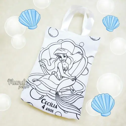 Sacola com Alça 18cm x 25cm Ariel para Colorir