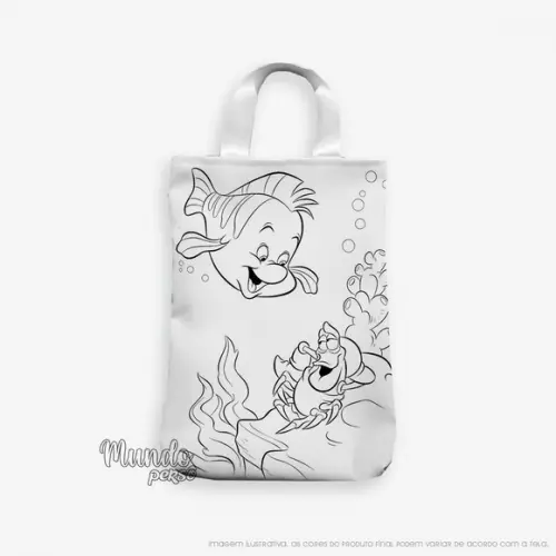 Sacola com Alça 18cm x 25cm Ariel para Colorir