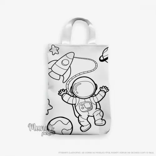 Sacola com Alça 18cm x 25cm Astronauta para Colorir