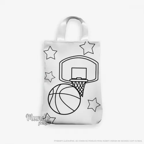 Sacola com Alça 18cm x 25cm Basquete para Colorir