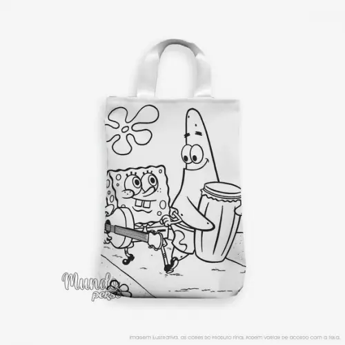 Sacola com Alça 18cm x 25cm Bob Esponja para Colorir