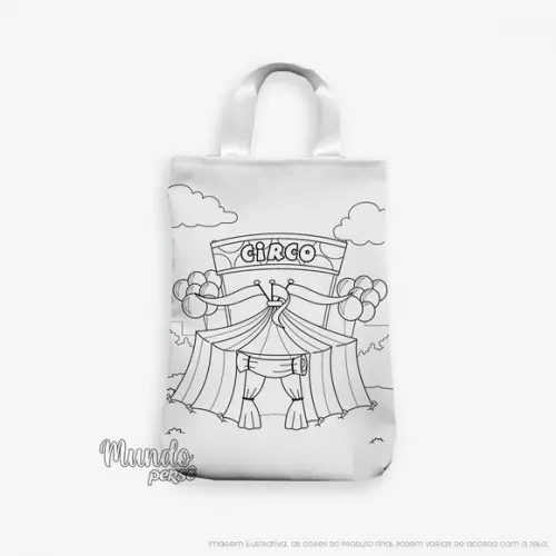 Sacola com Alça 18cm x 25cm Circo para Colorir