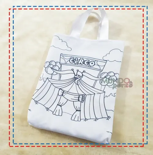 Sacola com Alça 18cm x 25cm Circo para Colorir