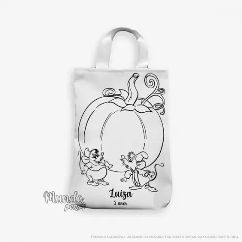 Sacola com Alça 18cm x 25cm Cinderela para Colorir