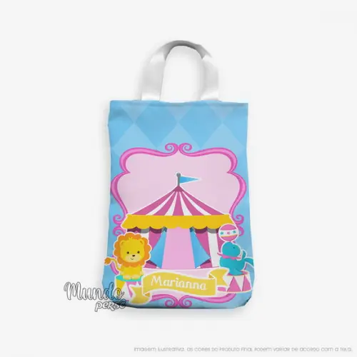 Sacola com Alça 18cm x 25cm Circo Rosa