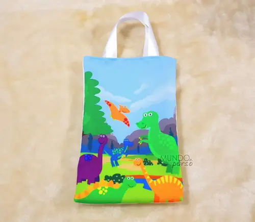 Sacola com Alça 18cm x 25cm Dinossauros