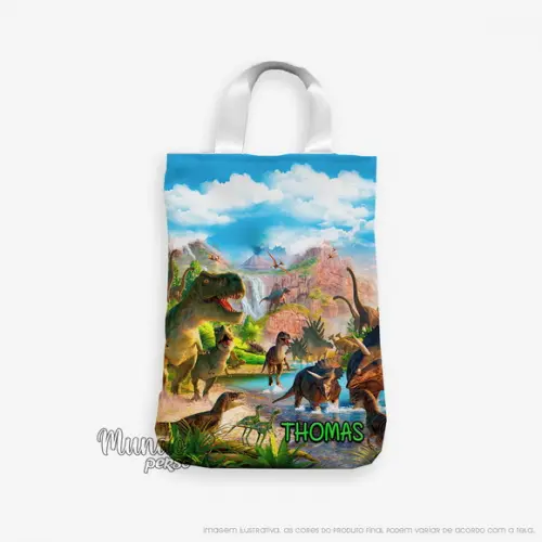Sacola com Alça 18cm x 25cm Dinossauros