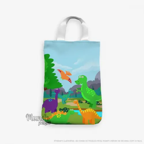 Sacola com Alça 18cm x 25cm Dinossauros