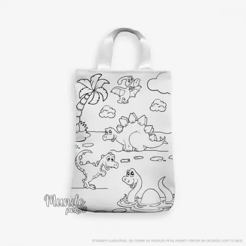 Sacola com Alça 18cm x 25cm Dinossauros para Colorir