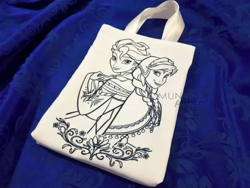 Sacola com Alça 18cm x 25cm Frozen para Colorir