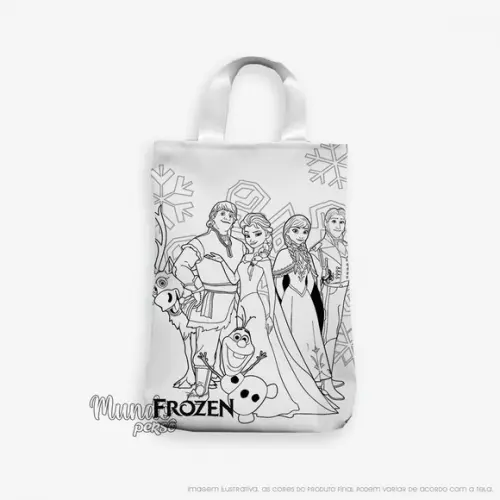 Sacola com Alça 18cm x 25cm Frozen para Colorir