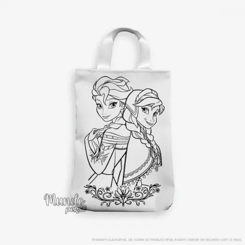 Sacola com Alça 18cm x 25cm Frozen para Colorir