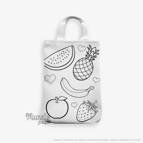 Sacola com Alça 18cm x 25cm Frutas para Colorir