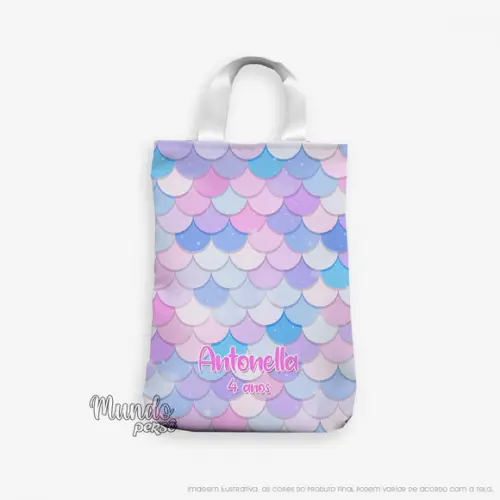 Sacola com Alça 18cm x 25cm Fundo do Mar - Sereia
