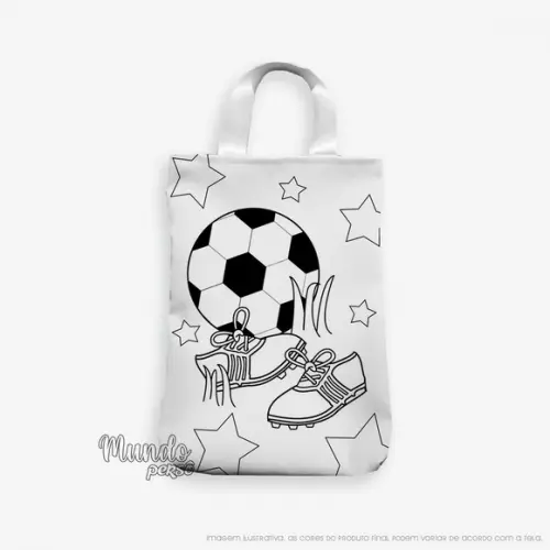 Sacola com Alça 18cm x 25cm Futebol para Colorir