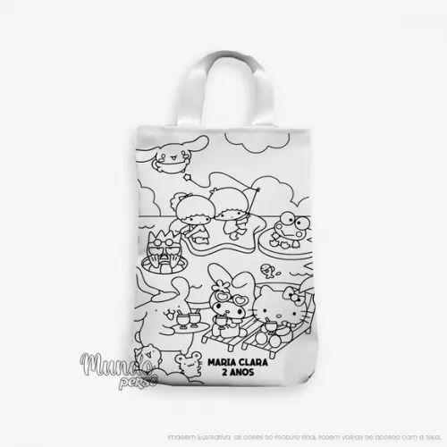 Sacola com Alça 18cm x 25cm Hello Kitty para Colorir