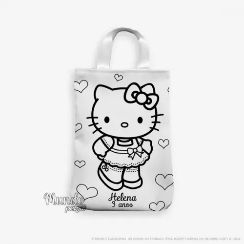Sacola com Alça 18cm x 25cm Hello Kitty para Colorir