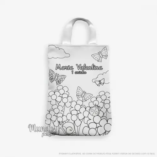 Sacola com Alça 18cm x 25cm Jardim para Colorir