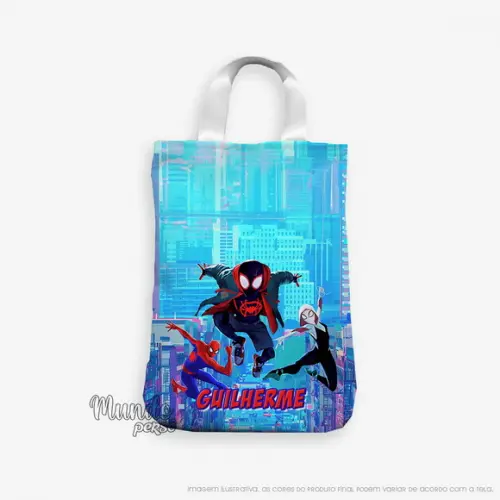 Sacola com Alça 18cm x 25cm Homem Aranha no Aranhaverso